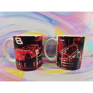 Set of 2 Dale Earnhardt Jr. NASCAR Red Coffee Mugs #8 Bud Car